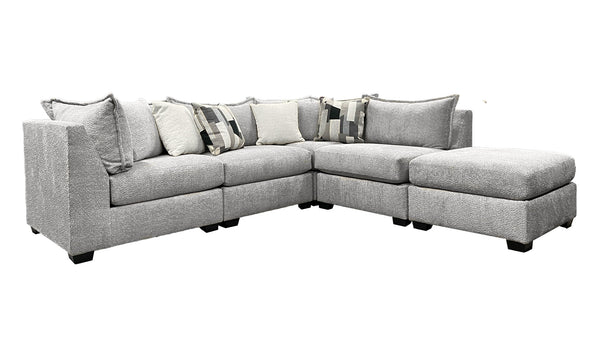 5pc Silver Modular Set with Ottoman